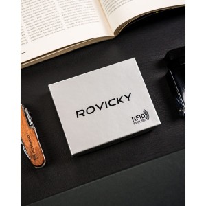 Elegancka banknotówka męska ze skóry naturalnej w czarnym kolorze - Rovicky