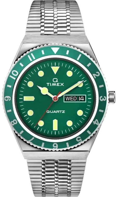 Zegarek Timex TW2U61700 Reissue – zielona tarcza i stalowa bransoleta