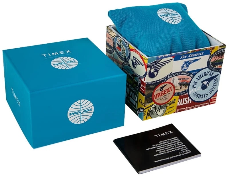 Zegarek Timex w eleganckim opakowaniu z logo Pan Am