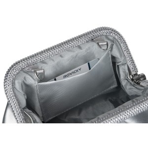 Wizytowa, srebrna torebka damska ze skóry ekologicznej - Rovicky