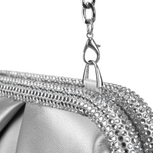 Wizytowa, srebrna torebka damska ze skóry ekologicznej - Rovicky