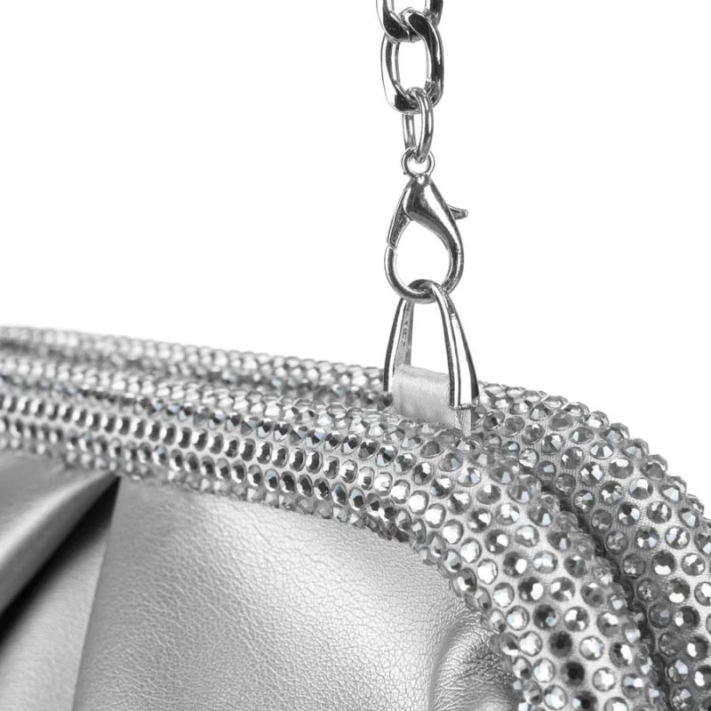 Wizytowa, srebrna torebka damska ze skóry ekologicznej - Rovicky