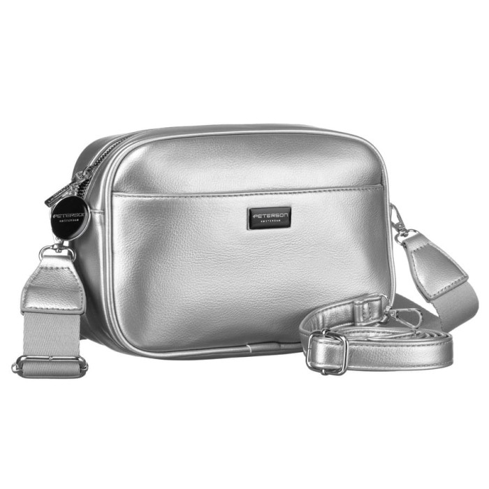 Srebrna listonoszka damska Peterson z dwoma paskami