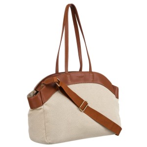 Torba damska shopper Peterson beżowo-brązowa z uchwytami