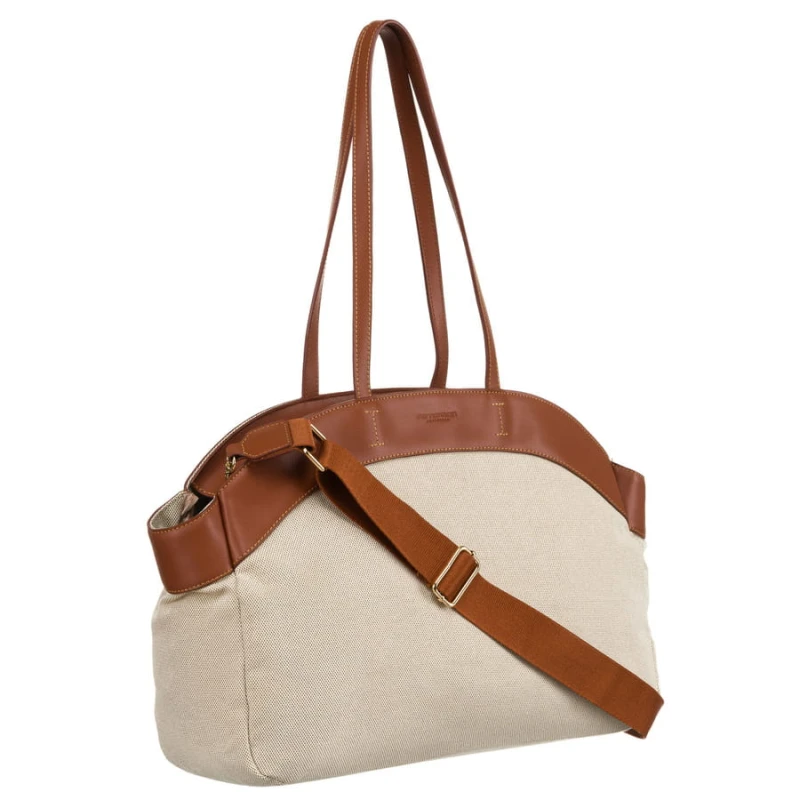 Torba damska shopper Peterson beżowo-brązowa z uchwytami