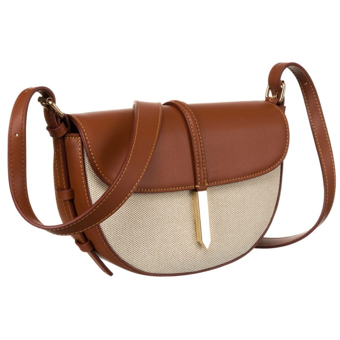 Beżowo-brązowa listonoszka damska Peterson z canvasu – widok z przodu
