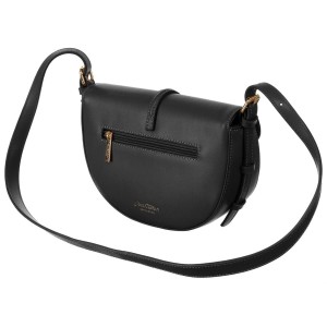 Listonoszka damska crossbody beżowo - czarna ze skóry naturalnej i płótna canvas Peterson