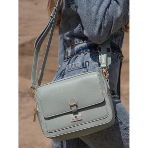 Mała zielona torebka crossbody Peterson na ramię – z dwoma paskami