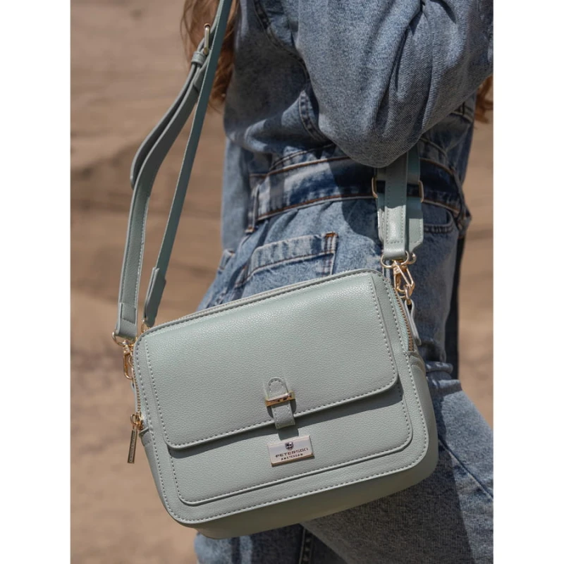 Mała zielona torebka crossbody Peterson na ramię – z dwoma paskami