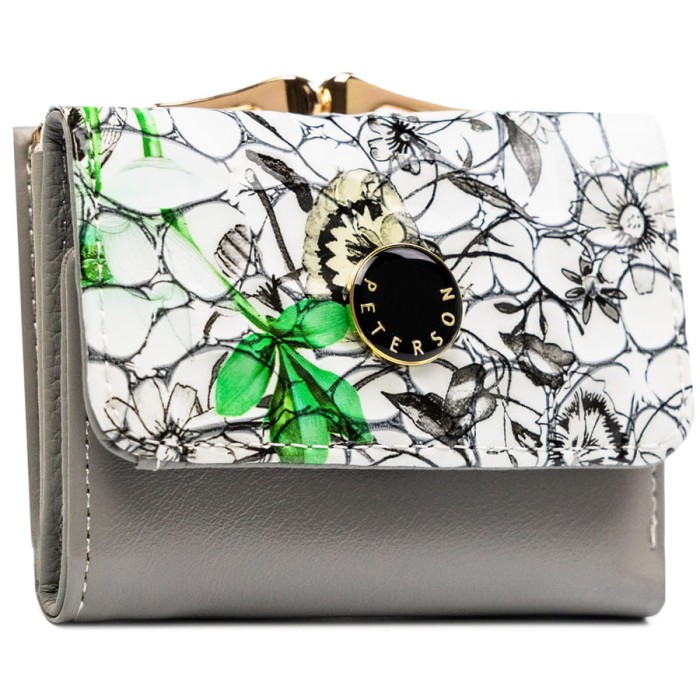 Mały portfelik damski ze skóry naturalnej w zielonym kolorze - Peterson