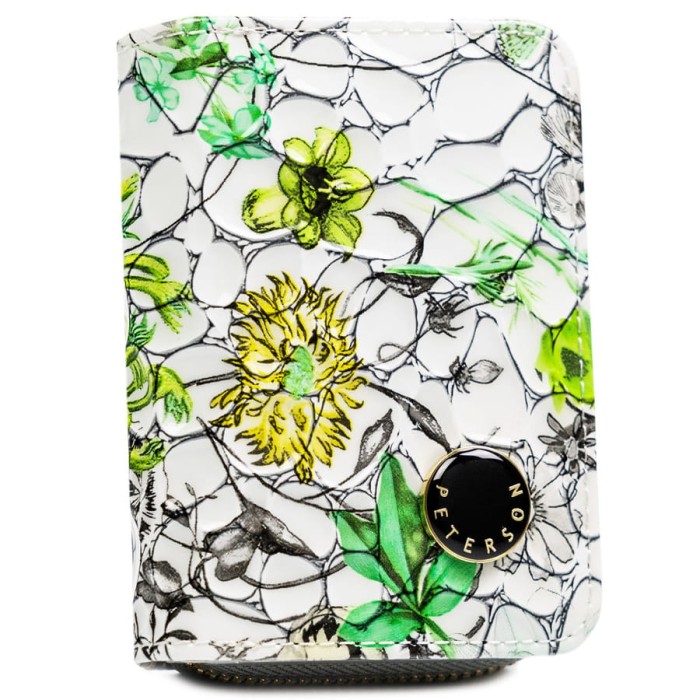 Mały, zielony portfelik damski ze skóry naturalnej z systemem RFID - Peterson