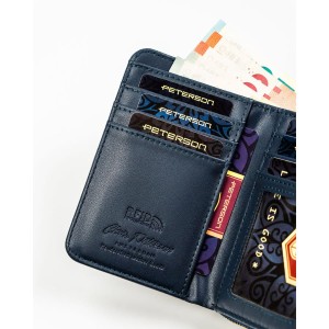 Granatowy portfel damski ze skóry ekologicznej z systemem RFID - Peterson