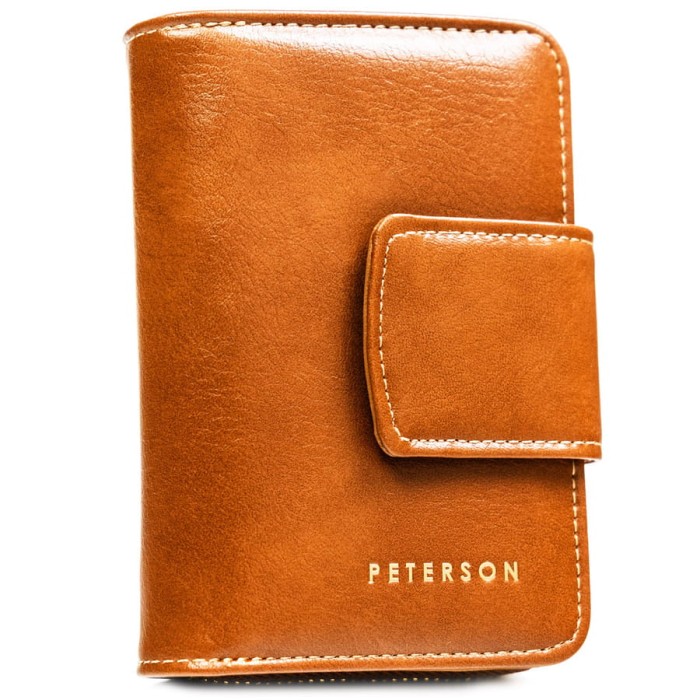 Elegancki, brązowy portfel damski ze skóry ekologicznej z systemem RFID - Peterson