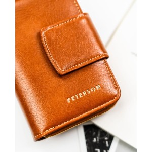 Elegancki, brązowy portfel damski ze skóry ekologicznej z systemem RFID - Peterson