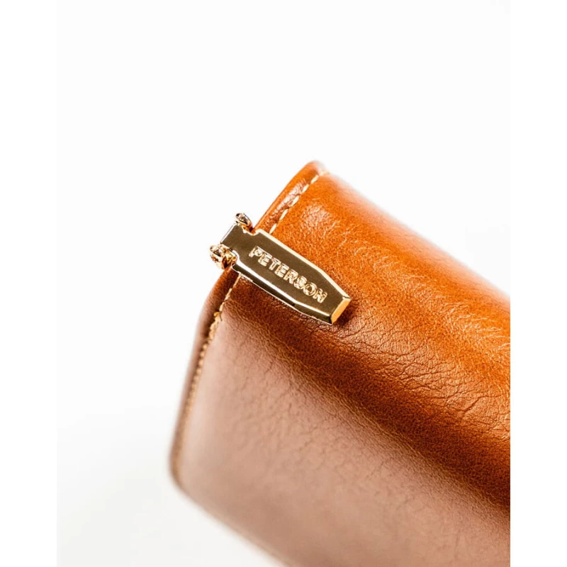 Elegancki, brązowy portfel damski ze skóry ekologicznej z systemem RFID - Peterson
