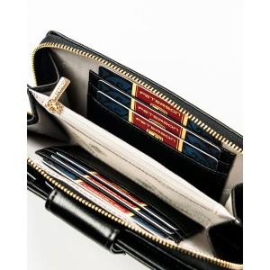 Duży, pionowy portfel damski ze skóry ekologicznej w czarnym kolorze - Peterson