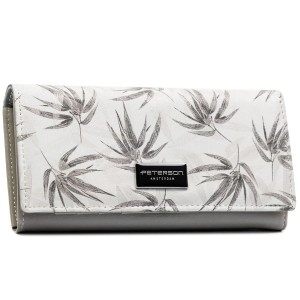 Duży, biały portfel damski ze skóry ekologicznej i naturalnej z systemem RFID - Peterson
