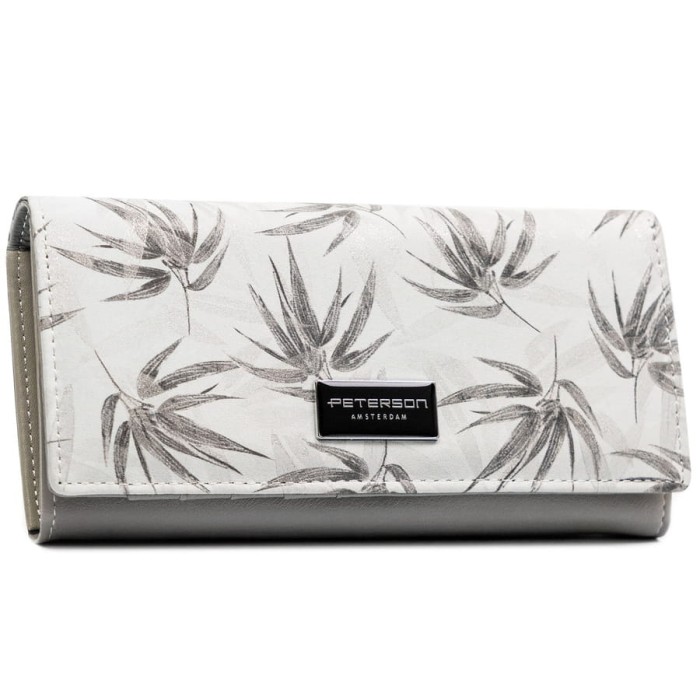 Duży, biały portfel damski ze skóry ekologicznej i naturalnej z systemem RFID - Peterson