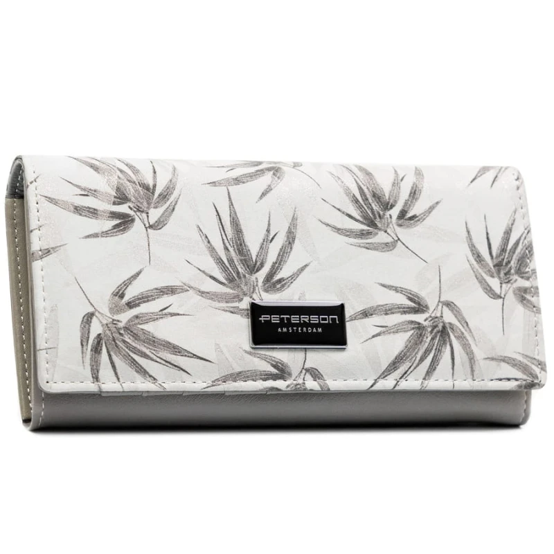 Duży, biały portfel damski ze skóry ekologicznej i naturalnej z systemem RFID - Peterson