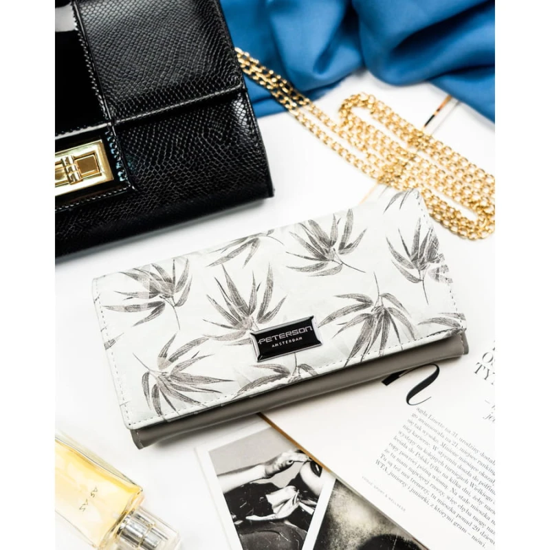 Duży, biały portfel damski ze skóry ekologicznej i naturalnej z systemem RFID - Peterson