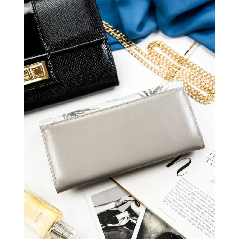 Duży, biały portfel damski ze skóry ekologicznej i naturalnej z systemem RFID - Peterson