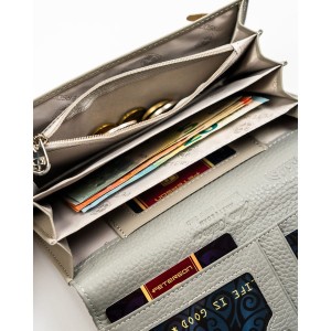 Duży, biały portfel damski ze skóry ekologicznej i naturalnej z systemem RFID - Peterson