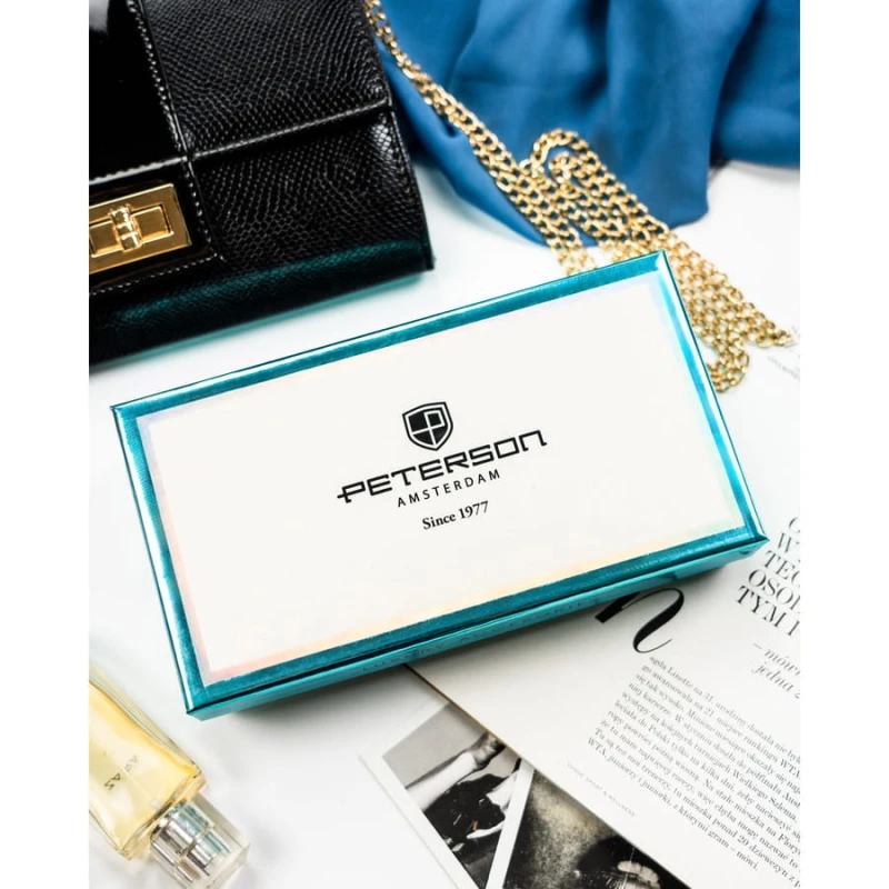 Duży, biały portfel damski ze skóry ekologicznej i naturalnej z systemem RFID - Peterson