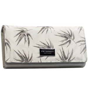 Elegancki, biały portfel damski ze skóry ekologicznej i naturalnej z systemem RFID - Peterson