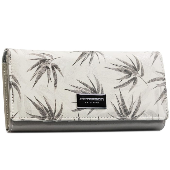 Elegancki, biały portfel damski ze skóry ekologicznej i naturalnej z systemem RFID - Peterson