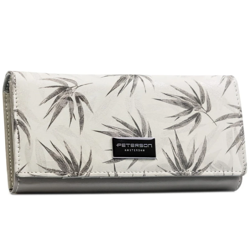 Elegancki, biały portfel damski ze skóry ekologicznej i naturalnej z systemem RFID - Peterson