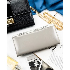 Elegancki, biały portfel damski ze skóry ekologicznej i naturalnej z systemem RFID - Peterson