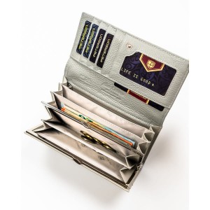 Elegancki, biały portfel damski ze skóry ekologicznej i naturalnej z systemem RFID - Peterson