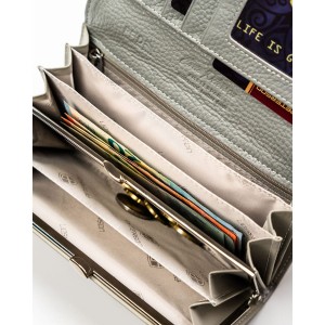 Elegancki, biały portfel damski ze skóry ekologicznej i naturalnej z systemem RFID - Peterson