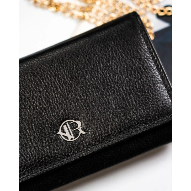 Skórzany, pojemny portfel damski w czarnym kolorze wyposażony w system RFID - Rovicky