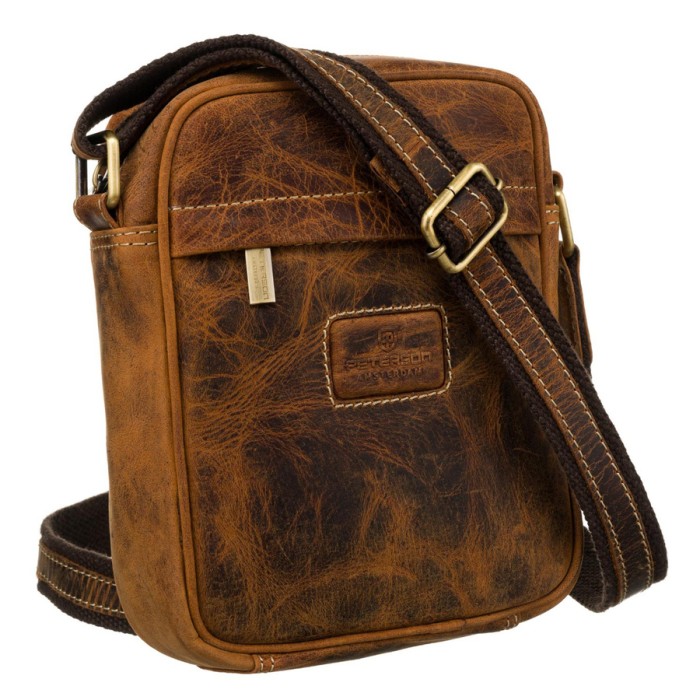 Męska torba na ramię z naturalnej skóry vintage - Peterson