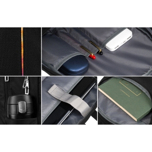 Miejski, pojemny plecak z nylonu w czarnym kolorze z przegrodą na laptopa - Peterson