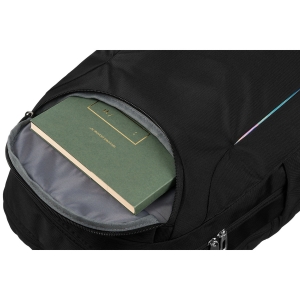 Miejski, pojemny plecak z nylonu w czarnym kolorze z przegrodą na laptopa - Peterson