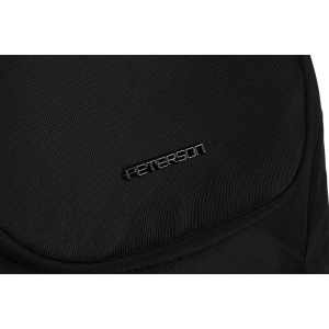 Miejski, pojemny plecak z nylonu w czarnym kolorze z przegrodą na laptopa - Peterson