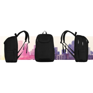 Miejski, pojemny plecak z nylonu w czarnym kolorze z przegrodą na laptopa - Peterson