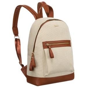 Duży, miejski plecak damski w beżowo-brązowym kolorze z kieszonką zewnętrzną - Peterson