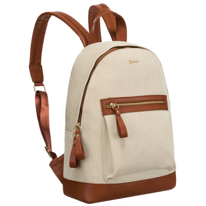 Duży, miejski plecak damski w beżowo-brązowym kolorze z kieszonką zewnętrzną - Peterson