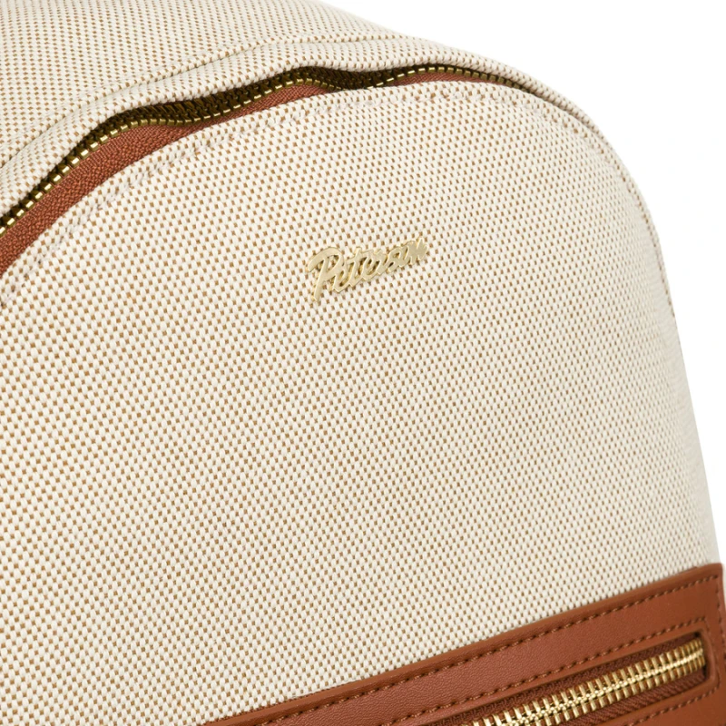 Duży, miejski plecak damski w beżowo-brązowym kolorze z kieszonką zewnętrzną - Peterson