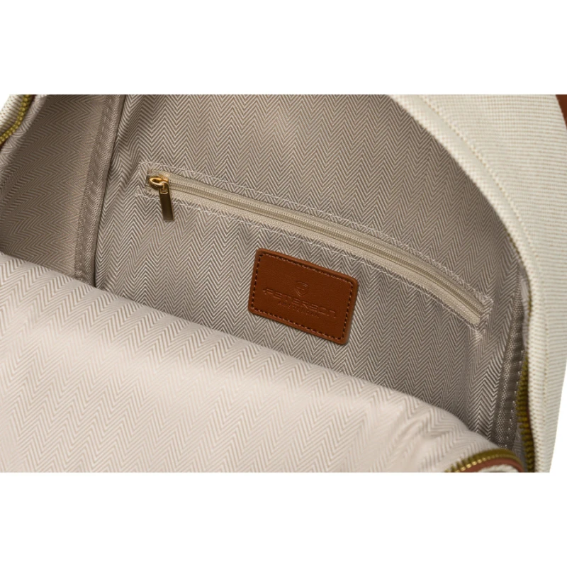 Duży, miejski plecak damski w beżowo-brązowym kolorze z kieszonką zewnętrzną - Peterson