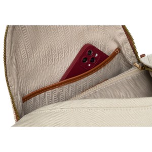 Duży, miejski plecak damski w beżowo-brązowym kolorze z kieszonką zewnętrzną - Peterson