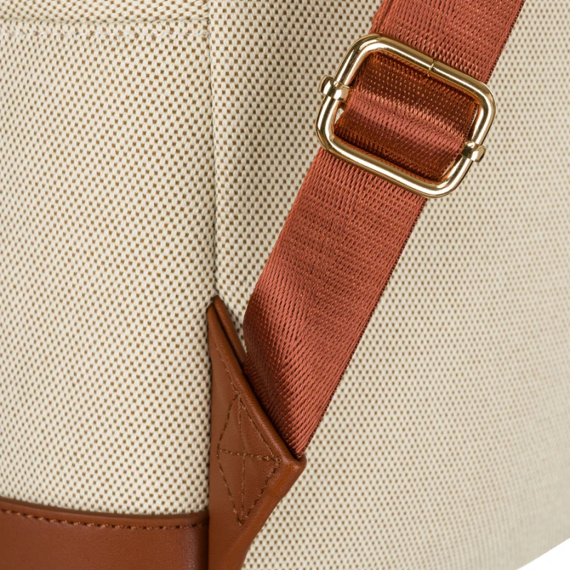 Duży, miejski plecak damski w beżowo-brązowym kolorze z kieszonką zewnętrzną - Peterson