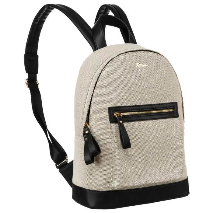 Duży, miejski plecak damski w beżowym kolorze płótno canvas - Peterson
