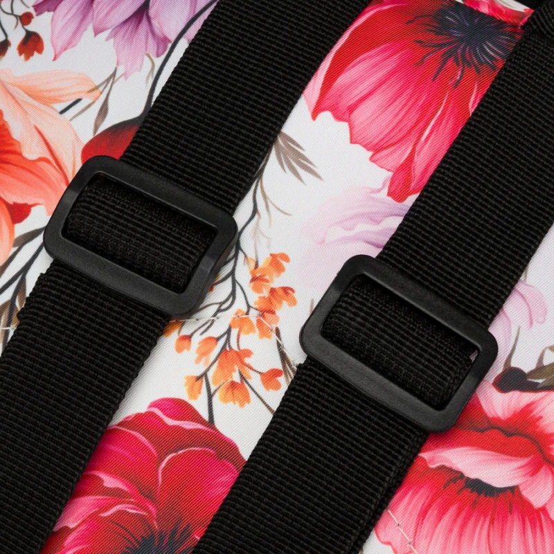 Wielokolorowy plecak damski w kwiaty zawieszony na regulowanych szelkach - Rovicky