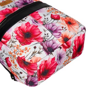 Wielokolorowy plecak damski w kwiaty zawieszony na regulowanych szelkach - Rovicky