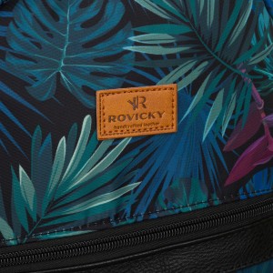 Wielokolorowy plecak damski z poliestru w piękny wzór liści - Rovicky