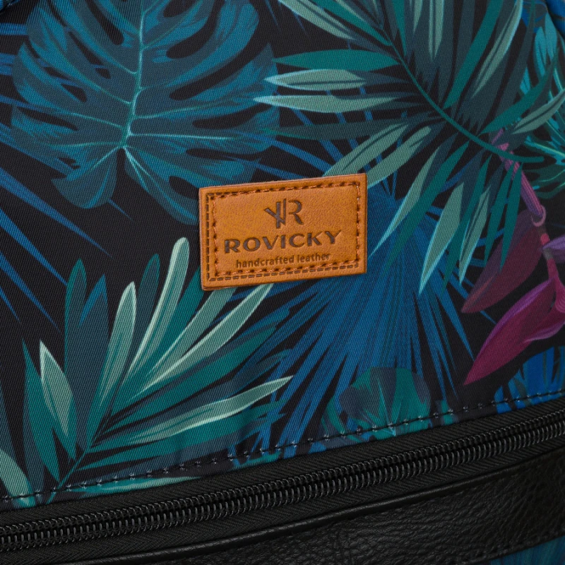 Wielokolorowy plecak damski z poliestru w piękny wzór liści - Rovicky